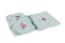 Mijölnir Set Baño Bebé Albornoz y Fular 100% Algodón Color Menta Suave y Absorbente